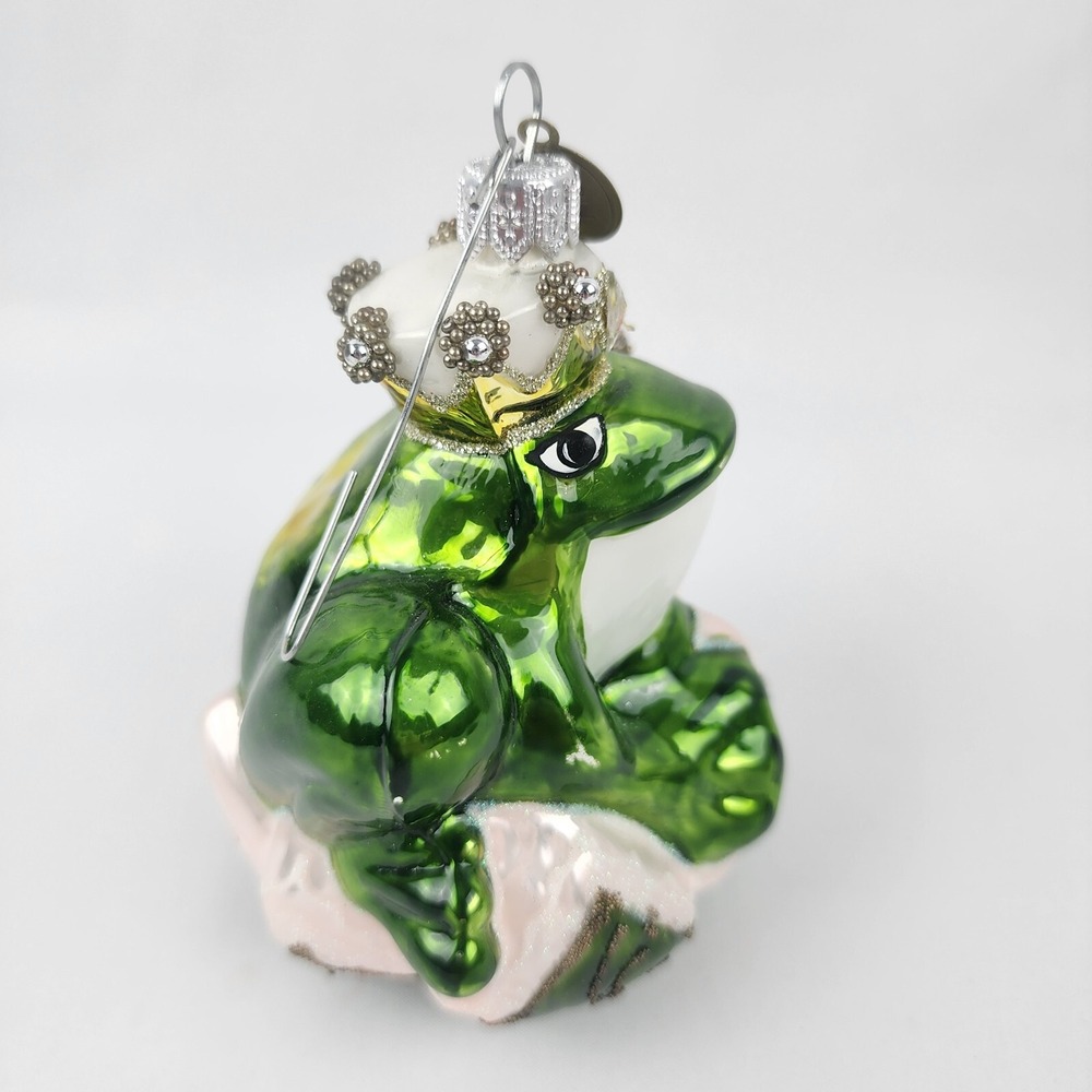 Vintage Pier 1 Blown Glass Bejeweled Noble Frog Ornament King of Throne Prince - Picture 4 of 7